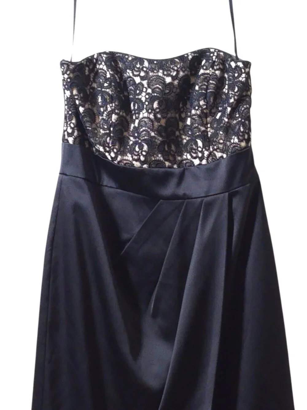 White House Black Market Lace Cocktail Dress Size 6 Black Satin Tulip Wedding